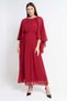 Red Solid Maxi Long-Sleeve Dress - 2