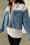 Women's Denim Detailed Hooded Sweatshirt Mlb00015 - 3
