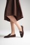 Women's Bitter Brown Suede Gold Buckle Orthopedic Lightweight Stylish and Comfortable Loafer Moccasin Ballet Shoes - 4