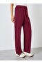 Women Burgundy Printed Flare Knit Pantt - 2