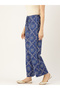 Women Navy Blue Straight Fit Trousers - 3