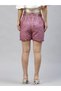Women Pink High-Rise Denim Look Shorts - 2