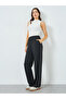 Women Black Side Rhinestone Wide Leg Pants