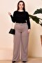Women's Clothing Plus Size Belted Scuba Fabric Wide Leg Pants - 6
