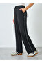 Women Black Side Rhinestone Wide Leg Pants - 2