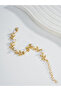 Women Gold Leaf Faux Pearl Dangle Necklace - 4