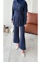 Scuba Suit with Tied Waist Trousers – Navy Blue - 6