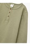 Cotton Long Sleeve Button T-Shirt - 3