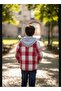 Hooded Plaid Unisex Children's Shirt with Elasticated Sleeves - 5