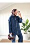 Elite Women's Hooded Pocket Denim Tunic Trousers Set - 2