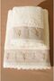 Bath Towel Set of 2 100% Cotton Natural Embroidered and with Lace 50*85 cm 1 Piece 70*140 cm 1 Piece Set - 2