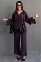 Plum V-Neck Buttoned Belted Two-Piece Modal Women's Set MG2619 - 7