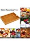 Bamboo Tray - 3 Pack Wooden Serving Tray With Handles - 4