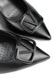Rosalinda Flexible Soft Non-Slip Sole (8 cm) Black Leather Open Elastic V Buckle Women's High Heel Shoes - 3