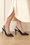 Rosalinda Flexible Soft Non-Slip Sole (8 cm) Black Leather Open Elastic V Buckle Women's High Heel Shoes - 2