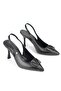 Rosalinda Flexible Soft Non-Slip Sole (8 cm) Black Leather Open Elastic V Buckle Women's High Heel Shoes - 4