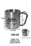 Steel Camping Picnic Cup with Hanging Carabiner Handle Double-Walled 304 Steel Mug Cup 180ml - 4