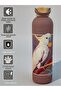 1000 ml Stainless Steel Thermos with Bamboo Lid and Pink Parrot Figure