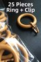 25 pieces of wooden walnut rustic curtain ring and clip, rustic ring and hook