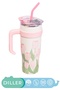 1200ml Pink Tulip Tumbler - Stainless Steel with Thermos Set