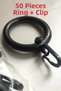 50 PCS BLACK RUSTIC CURTAIN RING AND CLIP, RUSTIC RING AND HOOK