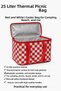 25 Liter Thermal Picnic Bag Red White |   Cooler Bag for Camping Beach Car - 3