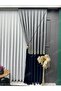 Panel Backdrop Curtain, Azra, Luxury, Gray Gold Navy Blue, Blackout, Backdrop Curtain, Tulle Curtain, Regular Pleat, Single Wing - 2
