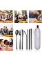 8 Piece Travel Cutlery Set with Bag Fork Knife Spoon Straw Chopstick Set Camping School Office Vacation Paslan - 7
