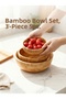 Bamboo 3-Piece Salad Bowl, Presentation Bowl, Decorative Bowl, Nordic Bowl