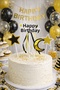 Birthday Black Gold Ribbon Detailed 4 Piece Cake Decoration - 2