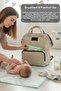Mother Baby Care Backpack - Backpack with Stroller Strap Attachment and Bottle Compartment Beige - 5