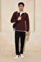Kahverengi Yeni Oversize/Geniş Kesim Yakası Dokuma Polo Yaka Sweatshirt TMNAW26SW00012