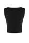 Teen Siyah Fitted/Vücuda Oturan Kayık Yaka Kolsuz Crop Pamuklu Esnek Örme Bluz TWOSS26BZ00035 - 6