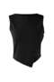 Teen Siyah Fitted/Vücuda Oturan Kayık Yaka Kolsuz Crop Pamuklu Esnek Örme Bluz TWOSS26BZ00035 - 5