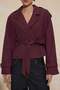 Bordo Mürdüm Premium Dokuma Crop Blazer Ceket TWOSS24BC00010 - 3