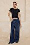 Siyah Fitted/Vücuda Oturan Kayık Yaka Kısa Kollu Crop Pamuk Ribana Örme Bluz TWOSS26BZ00276 - 2