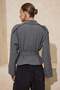Gri Çizgili Premium Dokuma Crop Blazer Ceket TWOSS24BC00010 - 4