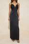 Siyah Kalp Yaka Slip Maxi Dokuma Saten Abiye & Mezuniyet Elbisesi TPRSS26AE00024 - 4