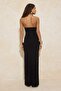 Siyah Degaje Yaka Shift/Düz Kesim Maxi Örme Abiye & Mezuniyet Elbisesi TPRSS26AE00008 - 11