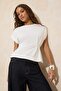 Ekru Relaxed/Rahat Kalıp Kayık Yaka Büzgülü Yumuşak Örme T-Shirt TWOSS26BZ00270