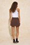 Brown Slit Detailed Denim Shorts Skirt Twoss26Sr00004 - 4