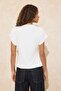 Ekru Relaxed/Rahat Kalıp Kayık Yaka Büzgülü Yumuşak Örme T-Shirt TWOSS26BZ00270 - 4