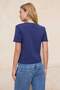Lacivert Kalın Pamuklu Tok Kumaşlı Bisiklet Yaka Kısa Kol Regular Kesim Örme T-Shirt TWOSS25TS00002 - 3