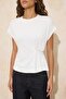 Ekru Relaxed/Rahat Kalıp Kayık Yaka Büzgülü Yumuşak Örme T-Shirt TWOSS26BZ00270 - 3