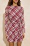 Bordo Ekose / Kareli Kısa / Mini Dokuma Elbise TWOAW26EL00335 - 3