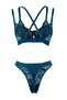 Petrol Lace/Tulle Cross Tie Detail Capless Underwire Lingerie Set Thmss26Cc00013 - 5