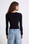 Black Accessory Detail Ruched Snap-Crotch Party Bodysuit TPRSS26BD00006 - 4