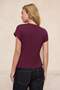 Mürdüm Relaxed/Rahat Kalıp Kayık Yaka Büzgülü Yumuşak Örme T-Shirt TWOSS26BZ00270 - 5