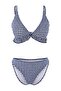 Lacivert Ekose Desenli Üçgen Kaplı Dokulu Fırfırlı Düşük Bel Regular Bikini Takımı TBESS26BT00025 - 5