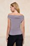 Stone Plain Fitted Carmen Collar Sleeveless Stretchy Knitted Blouse Twoss26Bz00082 - 4